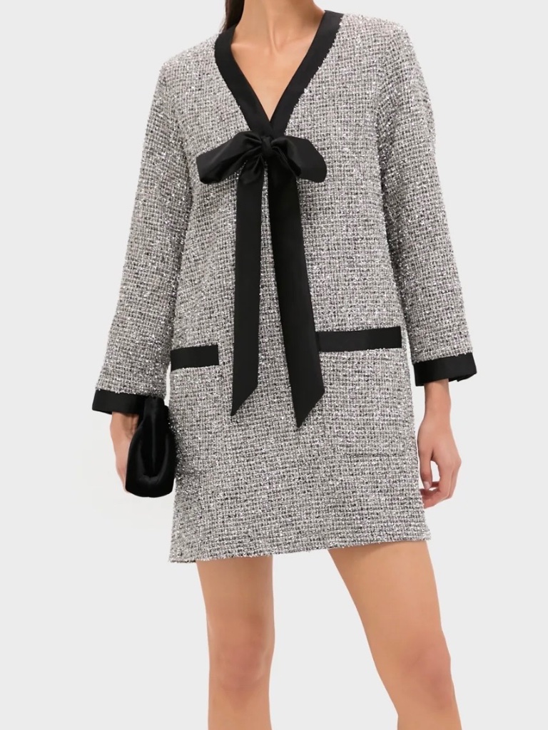 Silver Tweed Bow Dress
